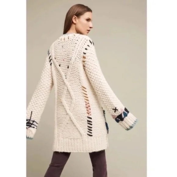 NWT!! ANTHROPOLOGIE Lima Handknit & Heartfelt Embroidered Cardigan Sweater XS/S - Picture 9 of 15